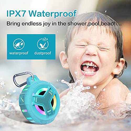 Image of EBODA Shower Speaker Bluetooth Waterproof Portable Teen Boy Girl Gift Ideas | IPX7 Wireless Small Speakers, 24H Playtime with RGB Light for Kids, Travel, Camping Gear, River Floating Essentials-Sky Blue