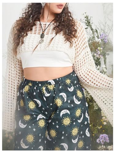 Women's Plus Size Hollow Out Crop Sweaters Long Sleeve Boat Neck Crochet Tops Cover Up3