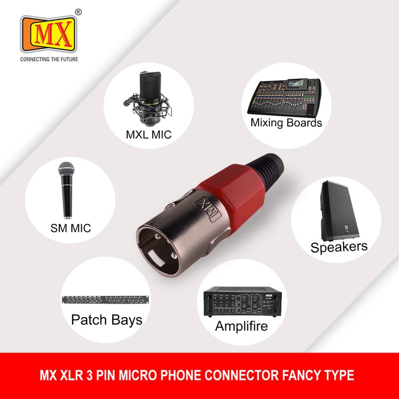 Image of MX 3 Pin XLR Microphone pin Pure Copper Nickel Plated for High Conductivity microphone (3-pin male XLR, Pack of 4, Male Connector)