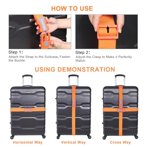 Image of 79 inch Buckle Straps with Clips, Adjustable Nylon Strap, Orange | with Buckle, Packing Straps, 4pcs