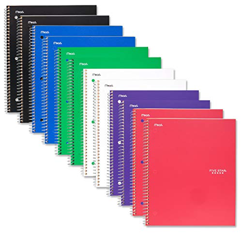 Five Star Spiral Notebook, 1 Subject, College Ruled Paper, 100 Sheets, 11