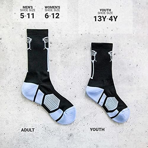 ChalkTalkSPORTS Lacrosse Performance Crew Socks - Retro Stick - Youth & Adult - Multiple Colors - Lax Mid-Calf Socks - Image 4