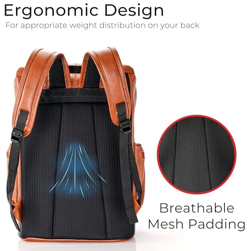 Image of LOGGIN 15.6 Inch Unisex Laptop Backpack for Men & Women | Premium Vegan Leather Water-Resistant Bag | Stylish Office, College & Travel Backpack with Anti Theft Design Multiple Pockets