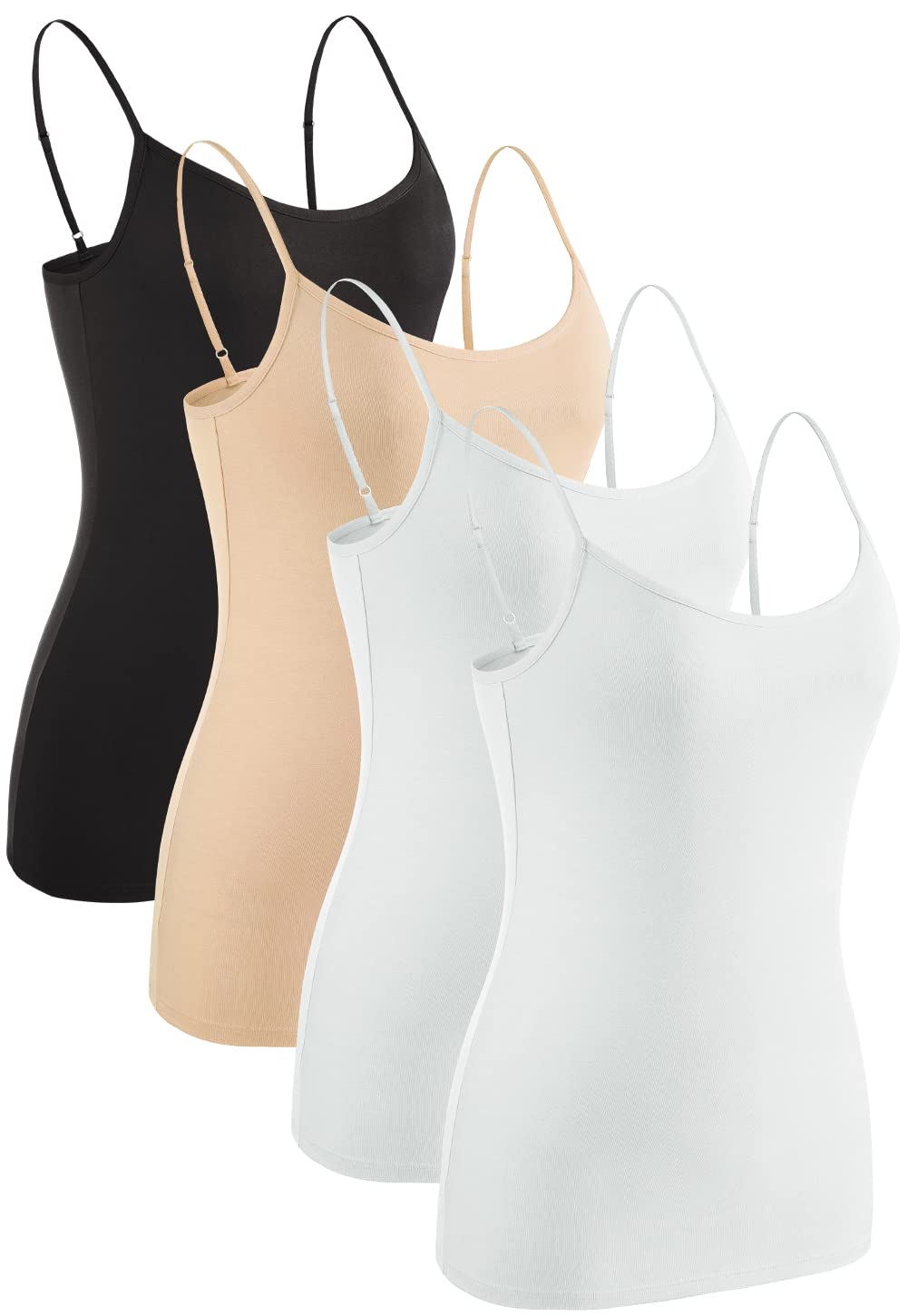Rosyline 4 Piece Women Camisole Basic Undershirt Adjustable Spaghetti Strap Tank Top