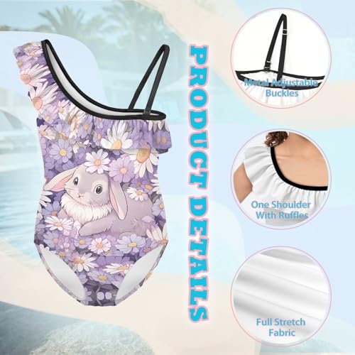 Image of Girls One Piece Swimsuits Size 3-14 Trendy Ruffle Bathing Suit Casual Hawaiian Summer Beach Swimwear