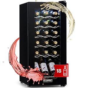 KLARSTEIN Cantinetta Vino Design, Cantinetta Vino Refrigerata a Zona Singola per Vino Rosso, Bianco e Birra, Controlli Touch, Frigo Vino Cantinetta per Esterno/Interno, 5-18°C, 50L, 18 Bottiglie