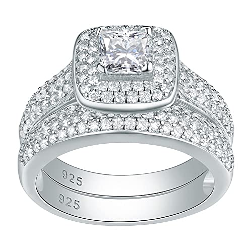 Bague de fiançailles classique en argent et duo d'alliances pour sceller votre amour