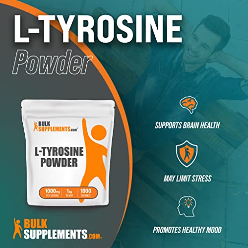 Bulksupplements.com L-Tyrosine Powder - Amino Acids Supplement For Energy & Focus - Unflavored, Gluten Free - 1000Mg Per Serving, 1000 Servings (1 Kilogram - 2.2 Lbs) #TOP2