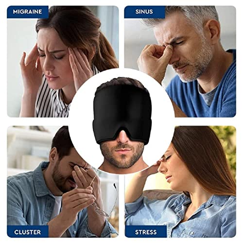 Image of Migraine Relief Cap for Migraines, Headaches, Sinuses, Tension Relief Headache Relief Cap for Men & Women Hot and Cold Therapy Relaxing Thermax Migraine Cap, Migrane Relaxing Cap - Black