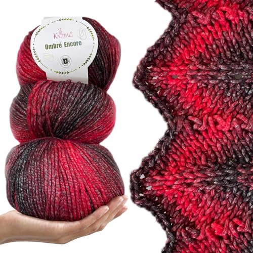 Image of Ombre Encore Chunky Ombre Yarn #5, 3-Pack (507Yds /420G), Checkerboard Red