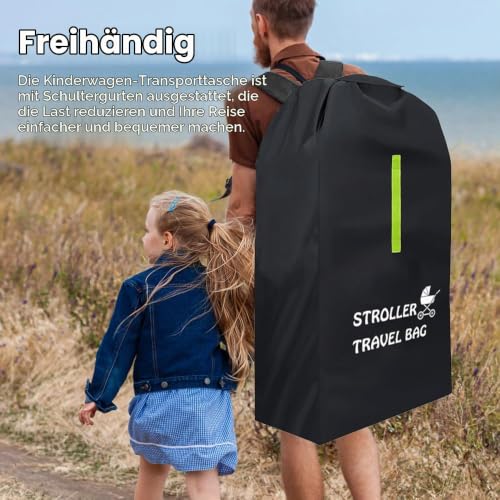 DAJASD Transporttasche Kinderwagen, Universal Buggy Tasche Flugzeug, 120X63X43cm Robuste & Wasserdichtes Oxford-Gewebe, Groß Kinderwagentasche für Flugreisen & Aufbewahrung