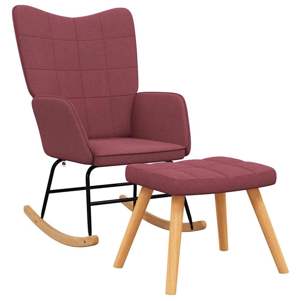 Lot de 2 fauteuils à bascule avec repose-pieds rouge vin en tissu