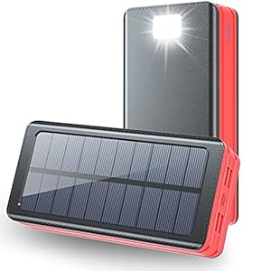 Solar Power Bank 50000mAh,ZNUST Portable Solar Charger External Battery Pack with 4 Outputs Ports Dual Inputs USB Type C and 9 LED Flashlights Cell Phone Charger for Camping Outdoor