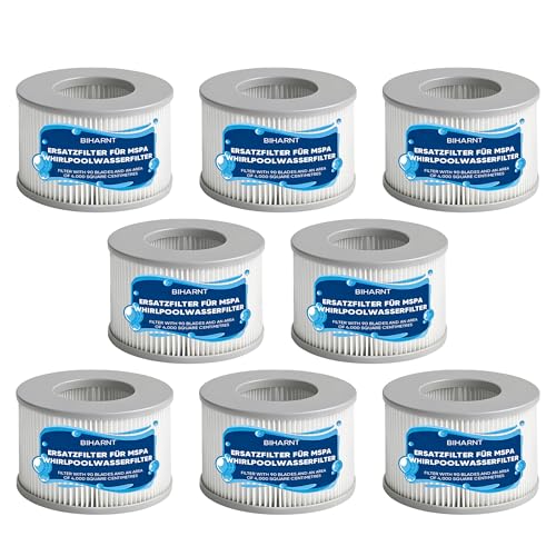 8 Stück Ersatz Filterkartusche für MSPA Filter Ersatz Filter Kompatibel mit Whirlpool MSPA Modellen ab 2020 Filterkartusche Wasserfilter für Aufblasbare Pools Whirlpools und Spas
