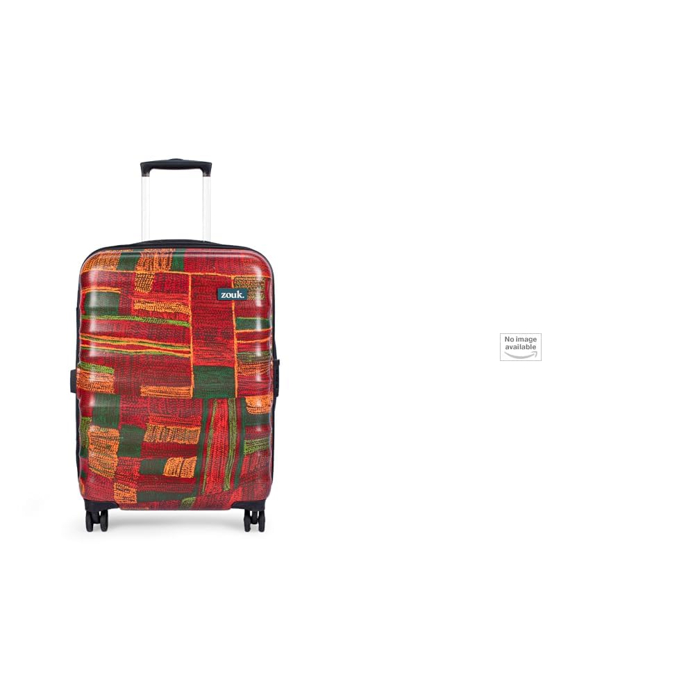 zouk Indus Lattice Red Amorah Trolley Bag for Travel | Unbreakable Polycarbonate Shell | Dual + Medium Trolley Bag, Hardside Polycarbonate Medium (57 Cm) Suitcase with 360 Spinner Wheels and-picture-55