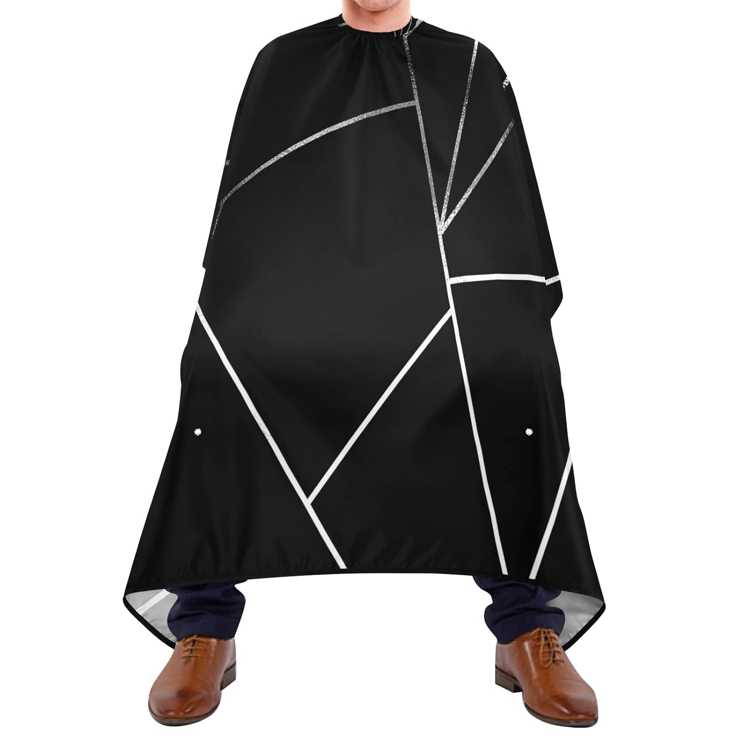 Capas De Peluqueria Geometría Negra De Mármol Dorado Negro De Lujo Moderno Con Líneas Blancas Capa De Barbero Cierre De Cuello Capa Barbero Ajustable Paño Delantal Para Pelo Estilo Cabello