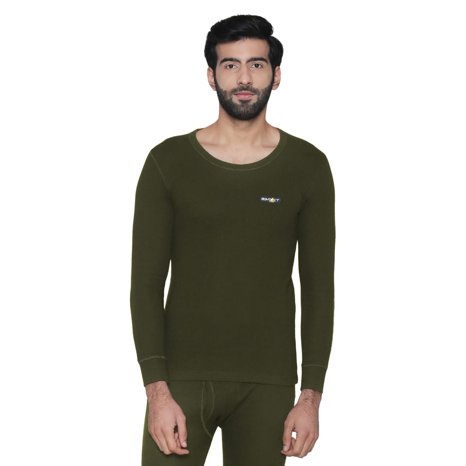bonjour Bontact Men's Plain Regular Fit Thermal Vest - Olive-picture-15