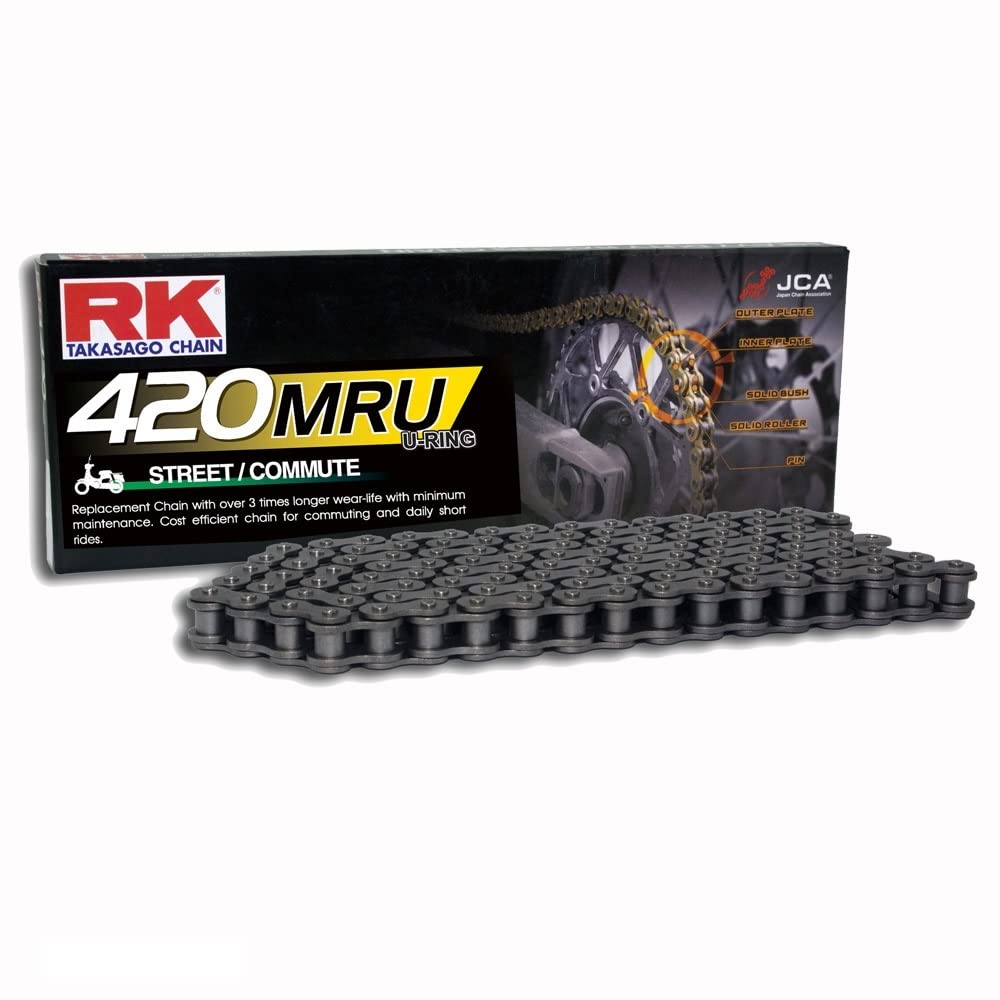 Motorrad Kette U-Ring RK 420MRU mit 104 Rollen und Clipschloss offen