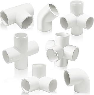 45Pcs White PVC Pipe Fitting Elbow Set, 1/2’’ SCH40 PVC Elbow Side Outlet Tees, PVC Furniture Grade Pipe Socket Corner Elbow Connector for Building DIY Frame