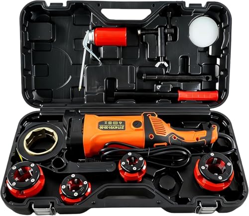 Holdwell S Electric Pipe Threader 2300W 120V Hand-held Pipe Threading Machine with 4 NPT Dies (1/4 - 1-1/4) Copper Motor Portable Threading Kit with Carrying Case