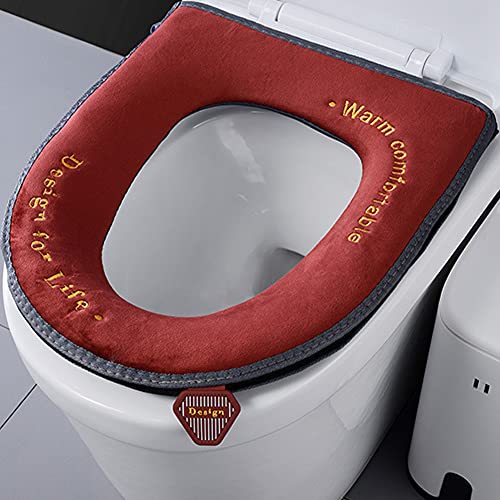 beautyhe Universal-Toilettensitzkissen Toilettenbezug Wc Sitzbezüge Waschbar Weichen Bad Wc Kissen Wc Sitz Abdeckung Pads Waschbar Wc Sitzbezüge red – Bild 8