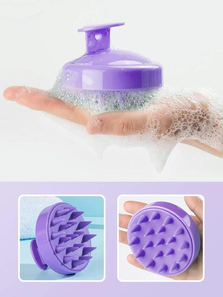 Image of NFI essentials Hair Comb Brush Head Scalp Massager Scrubber, Adults Children Thick /Thin Hair, Mold-Free Solid Silicone for Healthy Hair Growth Dry Scalp Dandruff (Purple)