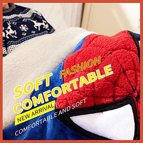 Cosusket Marvel Kids Spiderman Throw Blanket, Signed Jointly 3D Cartoon Embroidery Sherpa Blanket Boys Gifts #TOP2