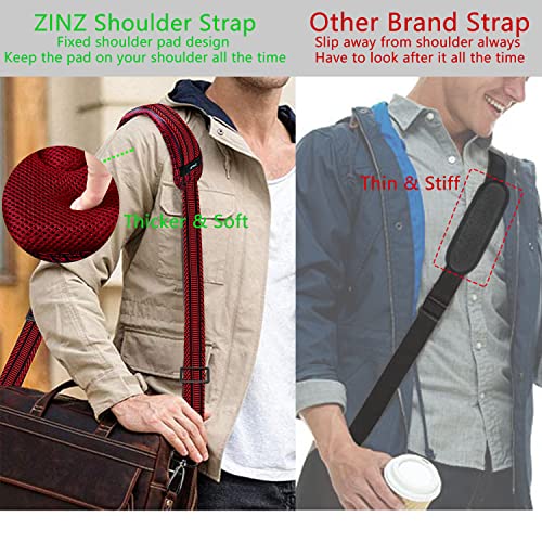 Image of ZINZ 79 inch Shoulder Strap, Extra-thick Fixed Cushion Pad and Dual Clasps Universal Replacement Strap with Metal Swivel Hooks (200cm) (Black&Red Jacquard)