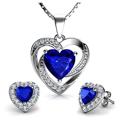 DEPHINI Blue Heart Necklace and Earrings Set Cover