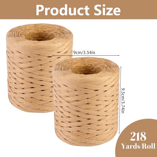 Image of BEVTEE 436 Yards Raffia Yarn for Crochet, Ribbons for Crafts, Kraft