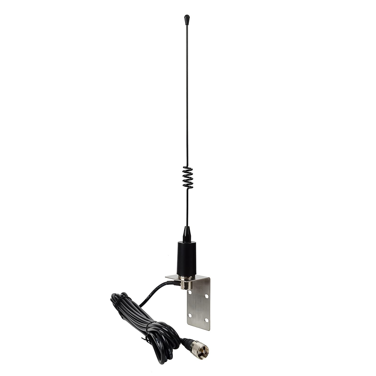 HYSHIKRAVHF Boat Antenna, 156-163Mhz Marine Anti-Corrosion Whip with 5M/16.4ft RG58 Coax Cable and L Shape Fender Bracket for Uniden Icom Yaesu Cobra Midland Two Way Radio Transceiver