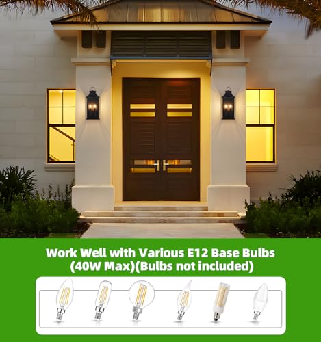 Image of 1-Pack 18'' Large Outdoor Lantern Black Porch Light Fixtures Outdoor Sconce