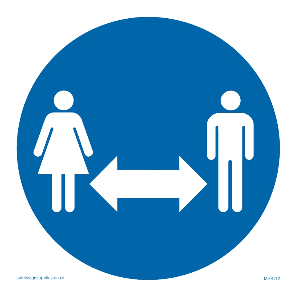 Pack of five - Social distance symbol Sign - 100x100mm - S10