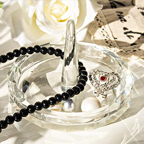 Image of Clear Crystal Ring Holder Dish Wedding Jewelry Tray Vanity Decor