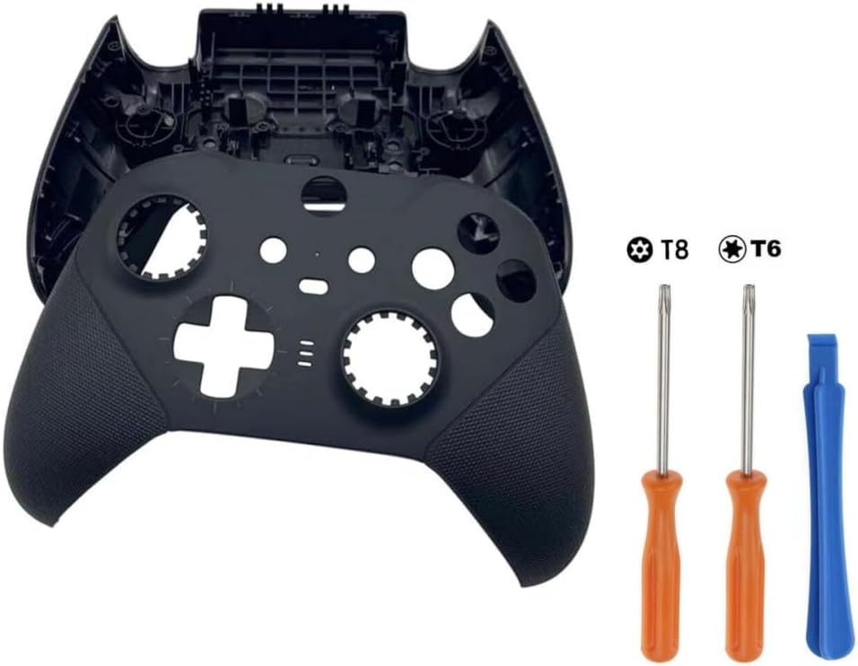 Replacement Housing Shell Front Back Case Cover Faceplate for Xbox Elite Series 2 Controller - Black, with Screwdriver Tool