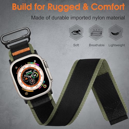 Bandletic Nylon Strap Compatible with Apple Watch Band for Apple Watch Ultra 2/ Ultra (49mm), Series 9/8/7 (45mm) - Image 2