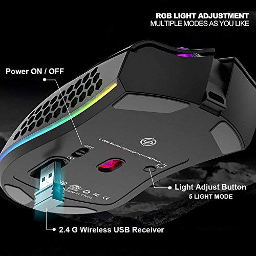 Lightweight Gaming Mouse,Rechargeable Wireless Gaming Mouse With Usb Receiver Rgb Backlight Computer Mouse For Laptop Pc #TOP3