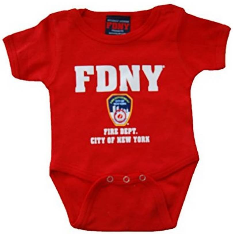 FDNY INFANTS RED BodySuit WITH COLORED CHEST PRINT (18M)
