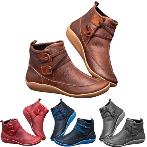 Generisch Damen Stiefel Mittelalterliche PU-Lederschuhe mit flachem Boden Knöchelschuhe Rund Toe Flache Stiefeletten Schnürung Schuhe rutschfeste Damenstiefel Comfort Knöchel Schuhe Slipper Generisch Damen Stiefel Mittelalterliche PU-Lederschuhe mit flachem Boden Knöchelschuhe Rund Toe Flache Stiefeletten Schnürung Schuhe rutschfeste Damenstiefel Comfort Knöchel Schuhe Slipper