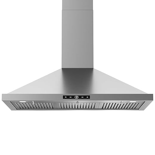 Wall Mount Range Hood 36inch, 580 CFM, Ducted/Ductless Convertible, Stainless Steel Kitchen Vent Hood with 3-Speed Fan and LED Lights