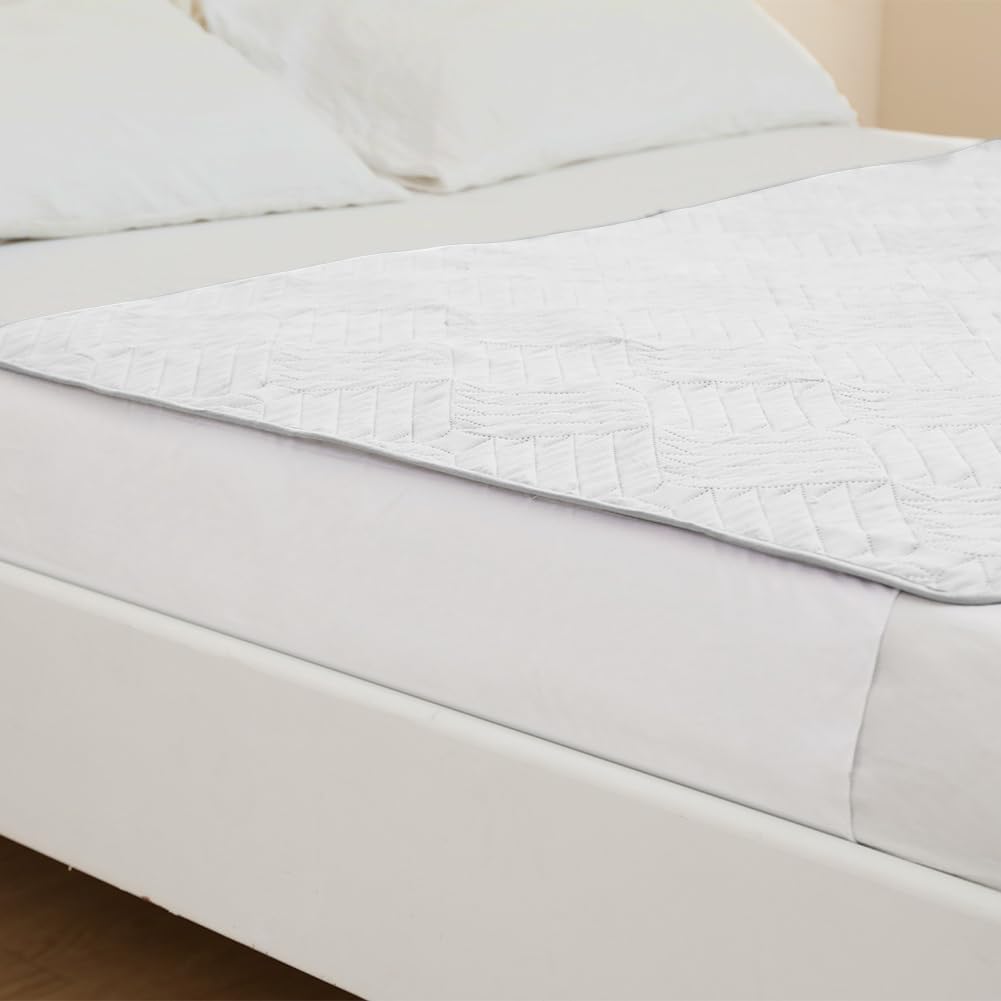 DUJUIKE AlèSes Lavables pour Incontinence avec Ailes, ProtèGe-Matelas ImperméAble, Drap Absorbant RéUtilisable pour Incontinence Et Pipi Au Lit, Dessous AntidéRapant (Blanc, 2pcs(85×90cm))