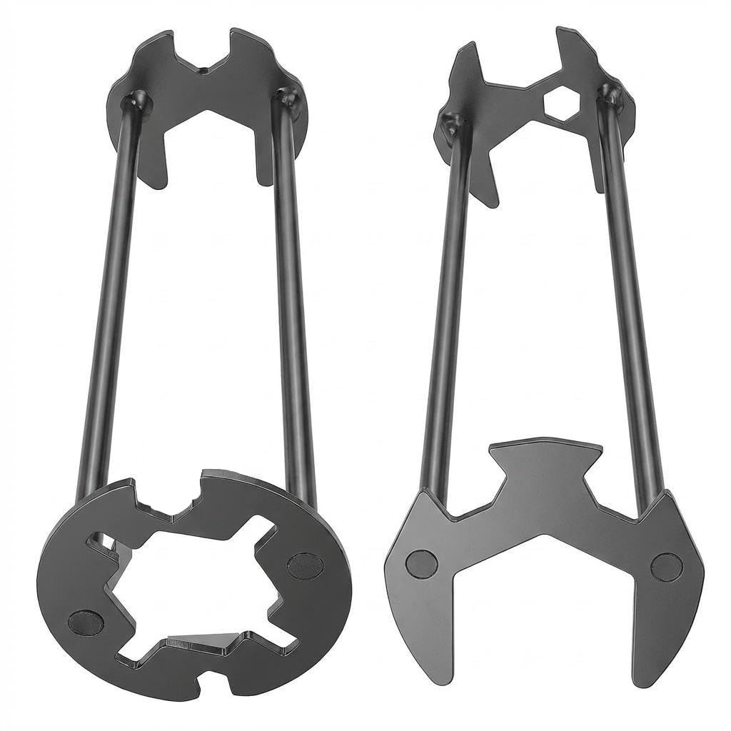 Comforso 2 Pcs Multifunctional Sink Wrench,7-in-1 Faucet Wrench Set with Four-Jaw & Hex,Plumbing Tools for Tight Spaces Under Basin,Portable Angle Valve Repair Tool for Kitchen Bathroom Homeowners