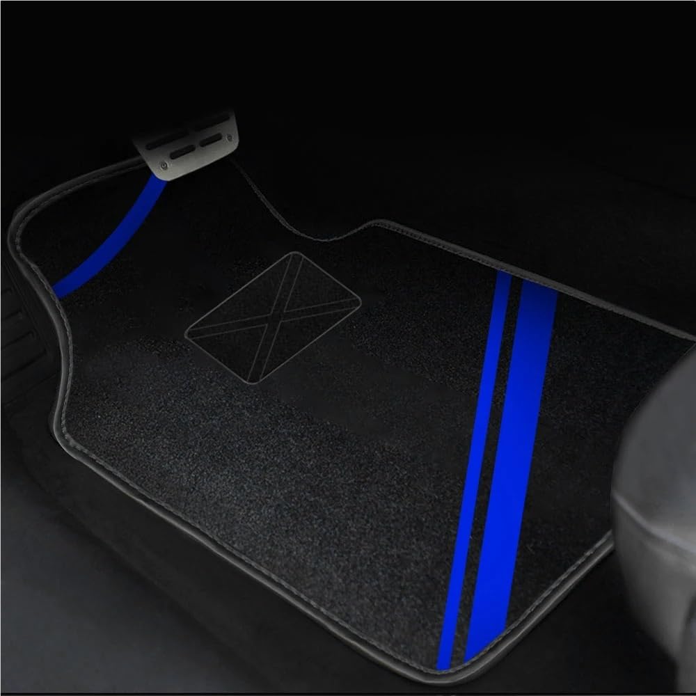 Generico Set tappetini Auto Tappetini per Auto Tappeto Universale Set Completo Accessori Tapis De sol Voiture Alfombrillas para Autos Rilievi del Piede dell'automobile Tappeto tappetti Auto(Blue 2)