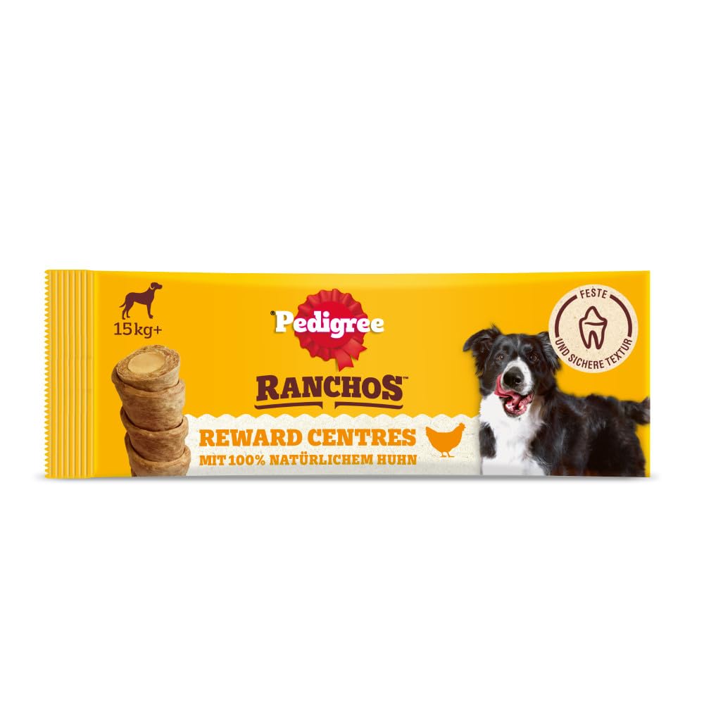 PEDIGREE RANCHOS Hundesnacks Gefüllte Kaurollen Maxi für Hunde, 15x80g