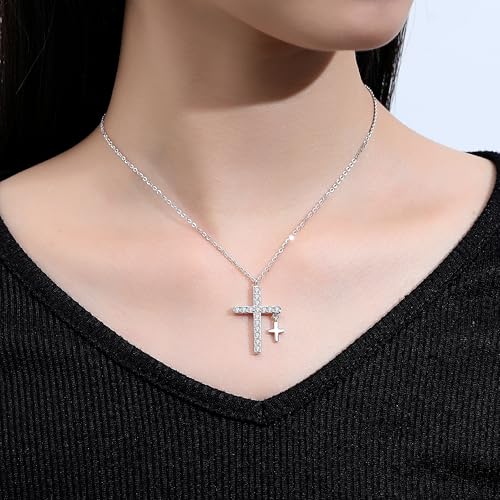 Moissanite Round Pendant Necklace for Women 18k White Gold 925 Sterling Silver 18-20 Inches