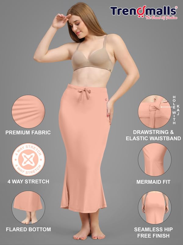Image of TRENDMALLS Women's Polyester Spandex Saree Shapewear Petticoat for Women, Cotton Blended,Petticoat,Skirts for Women,Shape Wear Dress for Saree Shaper