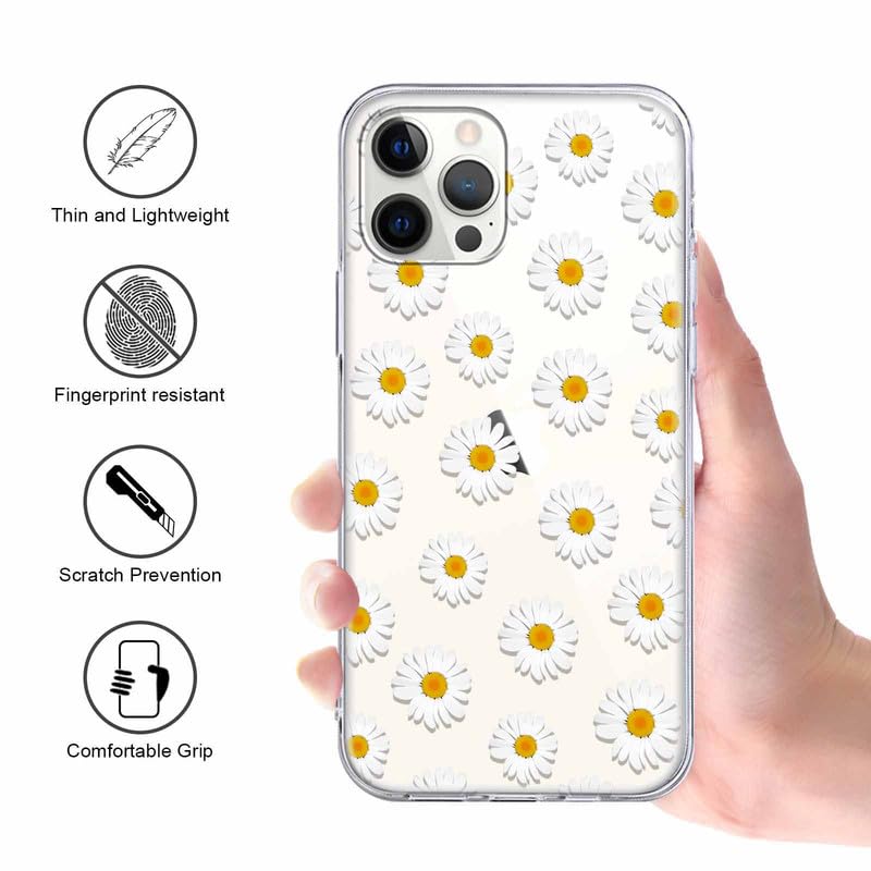ZTOFERA Custodia per iPhone 14, trasparente, morbida custodia in TPU con motivo floreale, ultra sottile, antigraffio, in gel di silicone, cover protettiva antiurto per iPhone 14 (6,1 pollici), grande