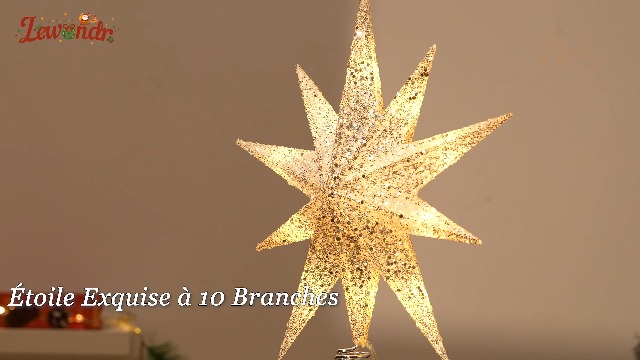 Étoile De Sapin De Noël Lumineuse - Topper Scintillant Or Avec Guirlande LED - 5 Pointes - Alimentation USB - Télécommande - Pour Arbre Intérieur/extérieur
