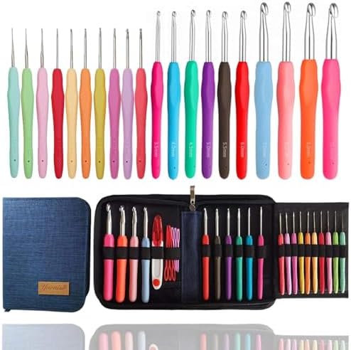Yarniss 20 Sizes Crochet Hooks 0.5mm-10mm, Ergonomic Crochet Hook...