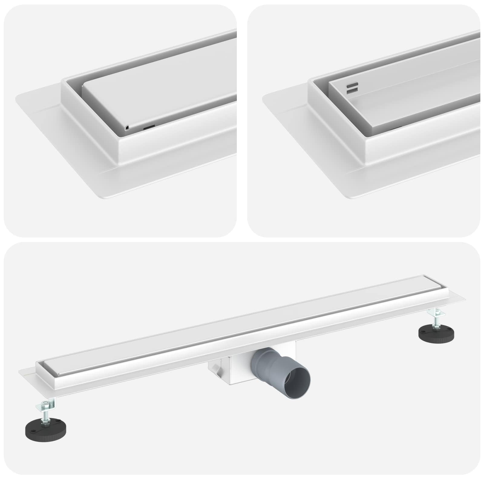 vidaXL Drenaggio Doccia 2 in 1 Argento 70 cm Acciaio Inox 304, Stile per Il Bagno, Scarico Doccia Moderno, Soluzione idraulica, Accessori per Il Controllo dell'Acqua